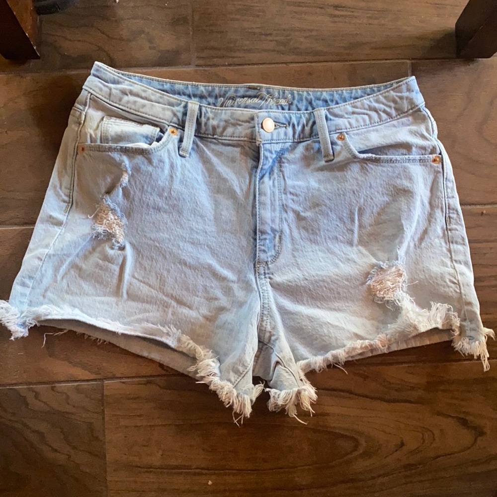 Light blue cutoff denim shorts from Target.